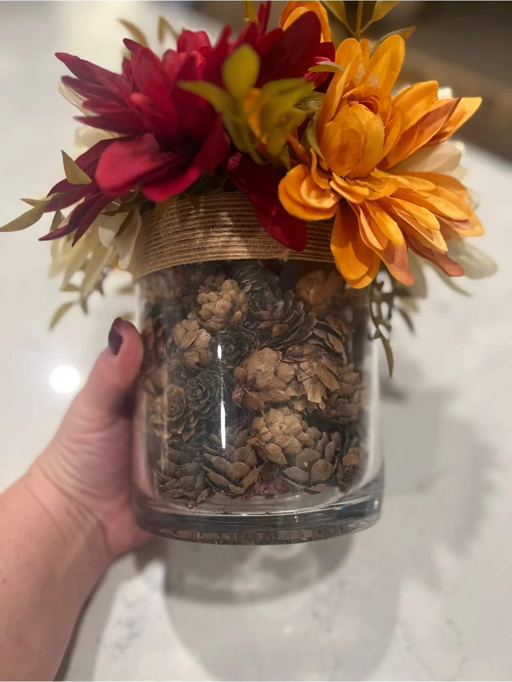 Pier 1 Fall Faux Floral Arrangement - Cream, Orange & Red